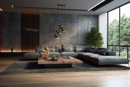 living room interior with modern home sofa. generative aiの素材