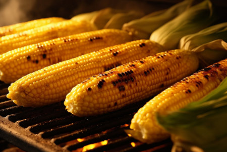 delicious grilled corn on the grill with charcoal. generative aiの素材