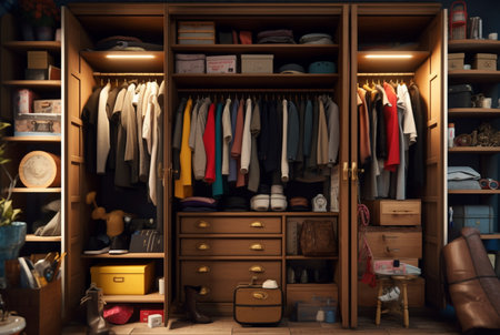 a wardrobe that is neat and pleasing to the eye. generative aiの素材
