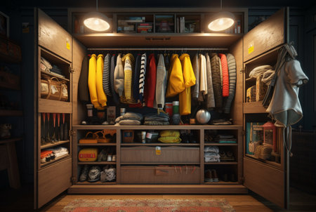 a wardrobe that is neat and pleasing to the eye. generative aiの素材
