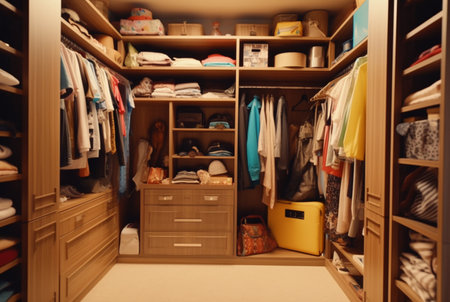 a wardrobe that is neat and pleasing to the eye. generative aiの素材