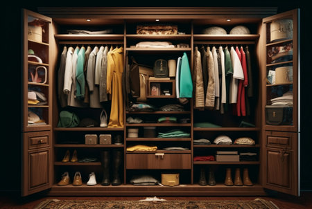 a wardrobe that is neat and pleasing to the eye. generative aiの素材