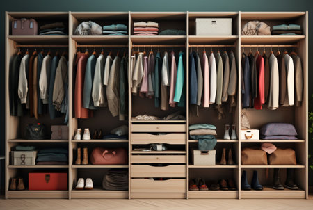 a wardrobe that is neat and pleasing to the eye. generative aiの素材
