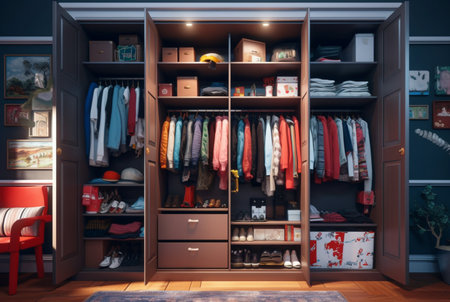 a wardrobe that is neat and pleasing to the eye. generative aiの素材