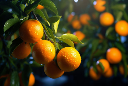 bunch of orange fruit on branches. generative aiの素材