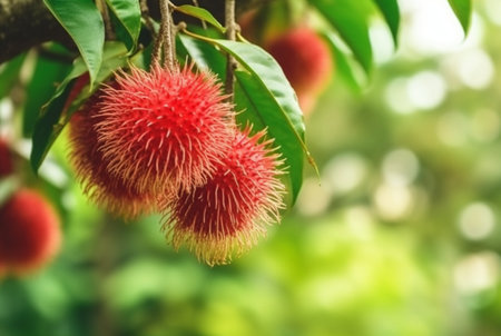 fresh rambutan fruit on the tree. generative aiの素材