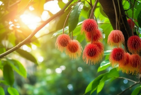 fresh rambutan fruit on the tree. generative aiの素材