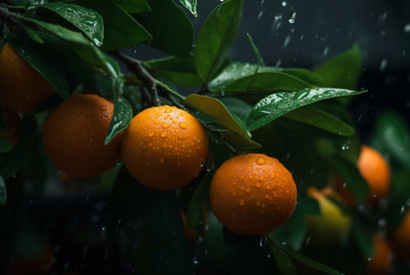 bunch of orange fruit on branches. generative aiの素材