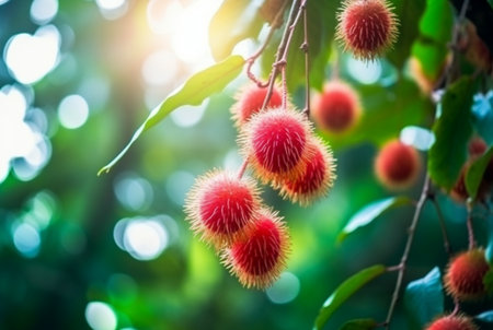fresh rambutan fruit on the tree. generative aiの素材