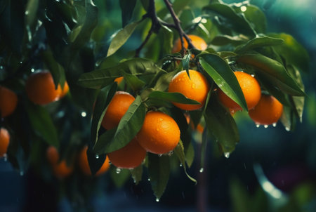 bunch of orange fruit on branches. generative aiの素材