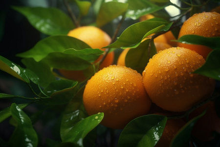 bunch of orange fruit on branches. generative aiの素材
