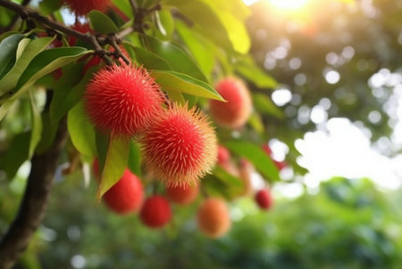 fresh rambutan fruit on the tree. generative aiの素材