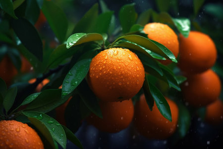bunch of orange fruit on branches. generative aiの素材