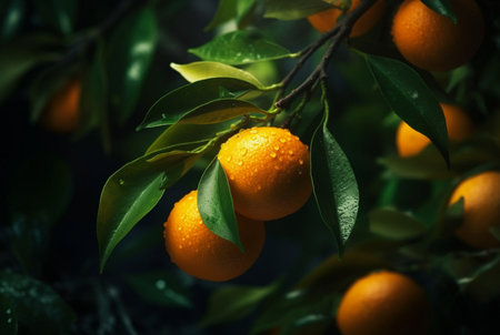 bunch of orange fruit on branches. generative aiの素材