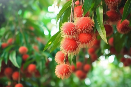 fresh rambutan fruit on the tree. generative aiの素材