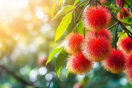 fresh rambutan fruit on the tree. generative aiの素材