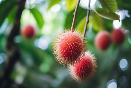 fresh rambutan fruit on the tree. generative aiの素材