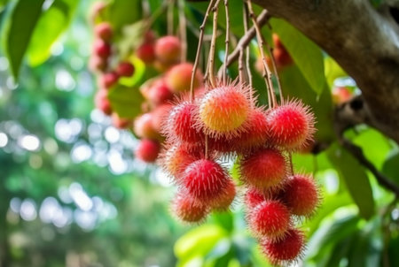 fresh rambutan fruit on the tree. generative aiの素材