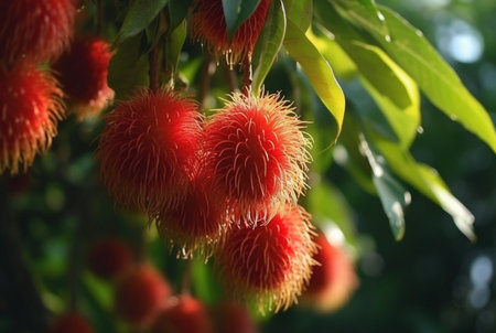 fresh rambutan fruit on the tree. generative aiの素材