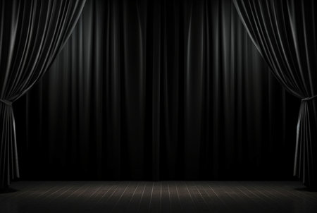 black curtain background with light for stage view. generative aiの素材