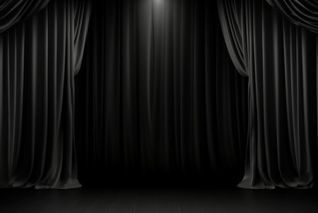 black curtain background with light for stage view. generative aiの素材
