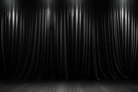black curtain background with light for stage view. generative aiの素材