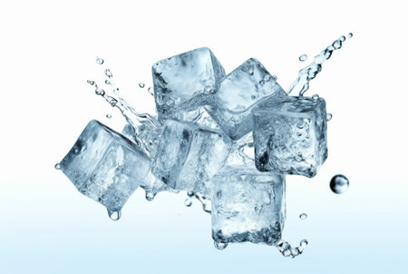 ice cubes with water splash isolated on white background. generative aiの素材