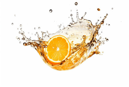 orange slices with water splash isolated on white background. generative aiの素材