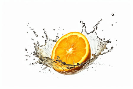 orange slices with water splash isolated on white background. generative aiの素材
