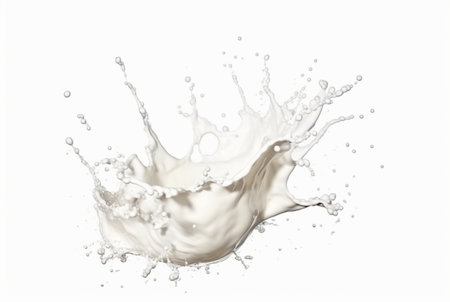 white milky water splash isolated on white background. generative aiの素材