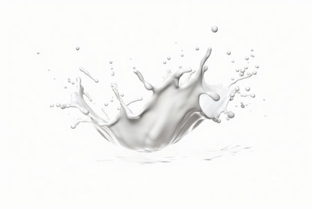 white milky water splash isolated on white background. generative aiの素材