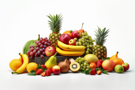fresh fruit collection isolated on white background. generatif aiの素材