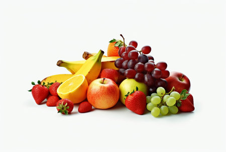 fresh fruit collection isolated on white background. generatif aiの素材