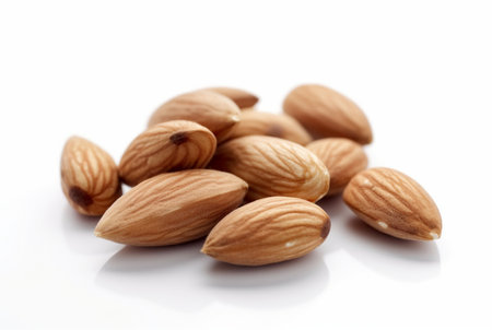 almond nuts isolated on white background. generative aiの素材
