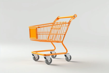 miniature shopping cart with wheels isolated on white background. generative aiの素材