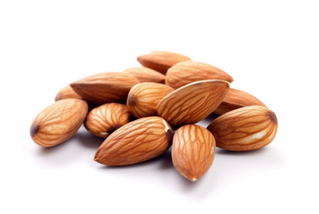 almond nuts isolated on white background. generative aiの素材
