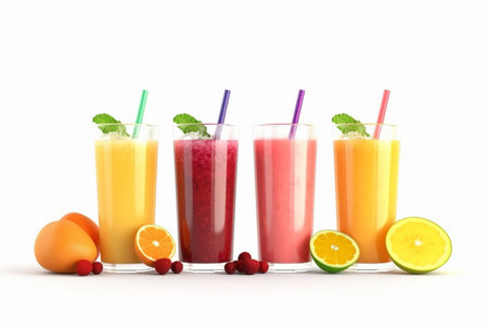 summer fresh juice collection isolated on white background. generative aiの素材