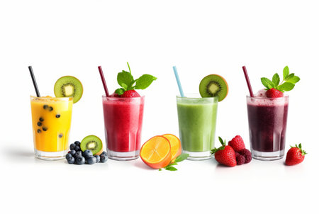 summer fresh juice collection isolated on white background. generative aiの素材