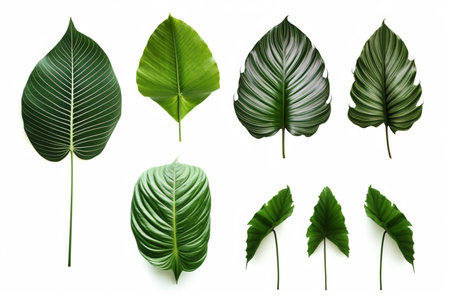 collection of tropical leaves isolated on white background. generative aiの素材