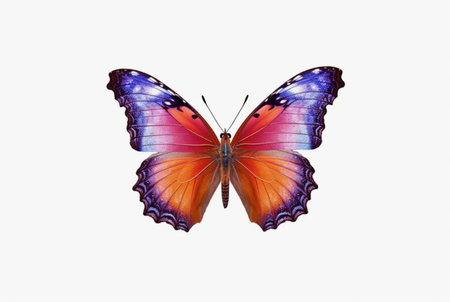 beautiful butterfly isolated on white background. generative aiの素材