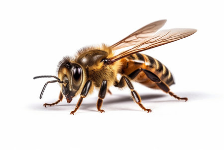 honey bee isolated on white background. generative aiの素材