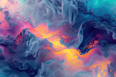 Abstract clouds. Translucent modern futuristic pattern marble color texture. Multicolor dynamic background combining liquid paint artの素材