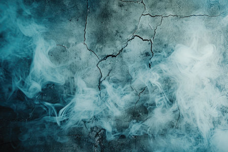 cracked blue cement texture with white smoke. horror backgroundの素材