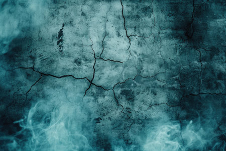 cracked blue cement texture with white smoke. horror backgroundの素材