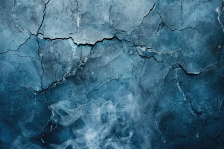 cracked blue cement texture with white smoke. horror backgroundの素材