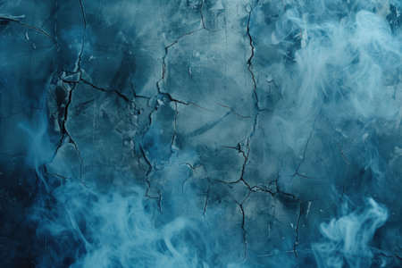 cracked blue cement texture with white smoke. horror backgroundの素材