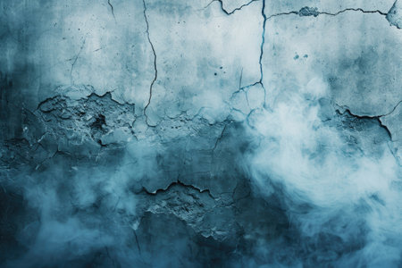 cracked blue cement texture with white smoke. horror backgroundの素材