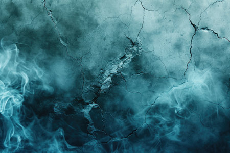 cracked blue cement texture with white smoke. horror backgroundの素材