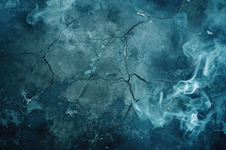 cracked blue cement texture with white smoke. horror backgroundの素材