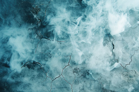 cracked blue cement texture with white smoke. horror backgroundの素材